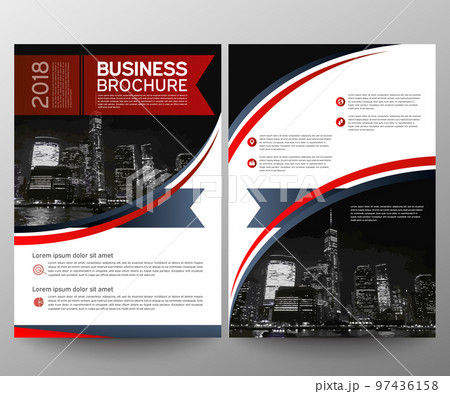Business brochure flyer design template. Annual report. Leaflet cover presentation abstract geometric background, modern publication poster magazine, layout in A4 size. Set. Red. Vector eps10 97436158