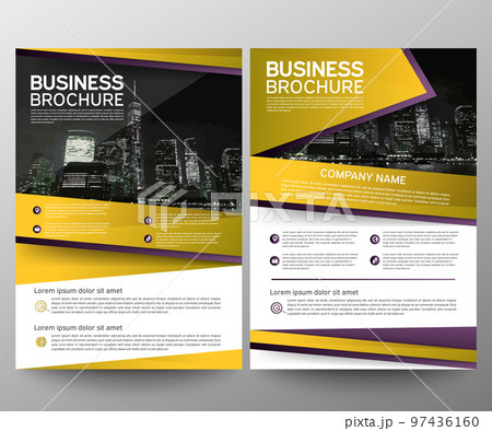 Business brochure flyer design template. Annual report. Leaflet cover presentation abstract geometric background, modern publication poster magazine, layout in A4 size. Set. Yellow. Vector eps10 97436160