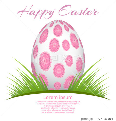 Vector element for design. Easter eggs in green grass, colorful, isolated on white background. 97436304