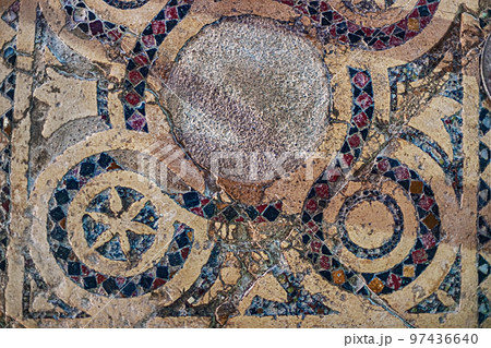 Byzantine mosaics on the floor of St. Nicholas Church Demre, Turkey. 97436640