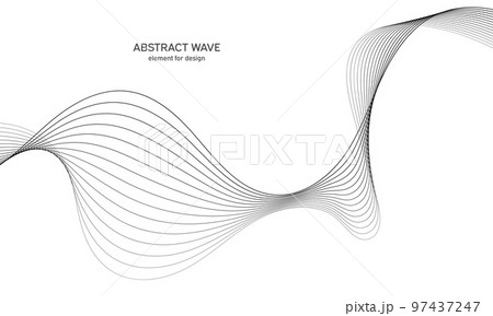 Abstract wave element for design. Digital frequency track equalizer. Stylized line art background. Vector illustration. Wave with lines created using blend tool. Curved wavy line, smooth stripe. Abstract wave element for design. Digital frequency track equalizer. Stylized line art background. Vector illustration. Wave with lines created using blend tool. Curved wavy line, smooth stripe. 97437247