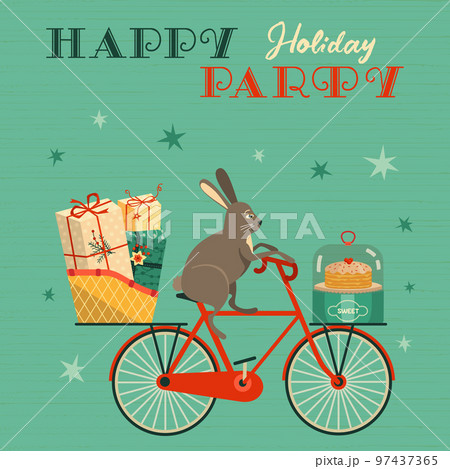 Bunny Rabbit deliver presents to holiday party 97437365