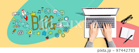 Blog theme with person using a laptop Blog theme with person using a laptop 97442785