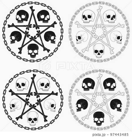 Grayscale Bone Star Skull Design 97443485