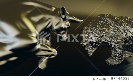 メタリックシルバーのブルとベア メタリックシルバーのブルとベア 97444055