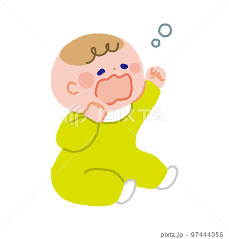 あくびしている赤ちゃんの線なしカラーイラスト あくびしている赤ちゃんの線なしカラーイラスト 97444056