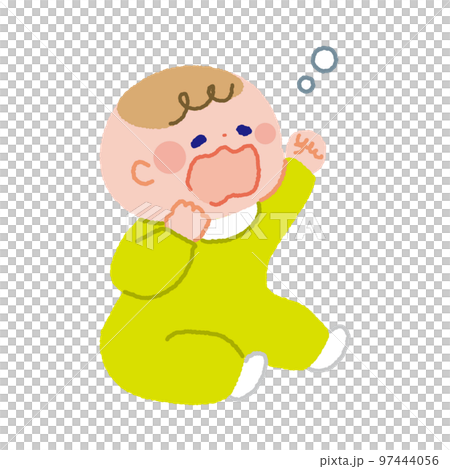 あくびしている赤ちゃんの線なしカラーイラスト あくびしている赤ちゃんの線なしカラーイラスト 97444056