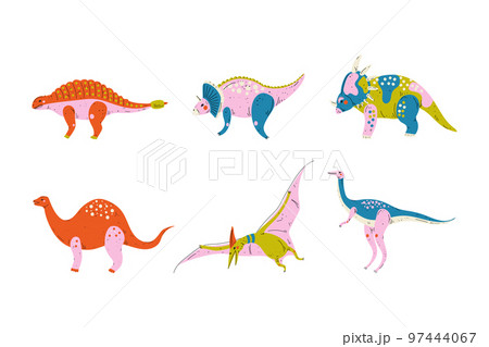 Dinosaur as Prehistoric Creature and Jurassic Predator Vector Set Dinosaur as Prehistoric Creature and Jurassic Predator Vector Set 97444067