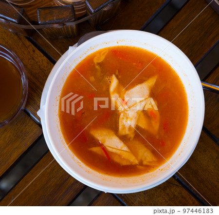 Oriental uzbek beef soup lagman. Central Asian cuisine Oriental uzbek beef soup lagman. Central Asian cuisine 97446183