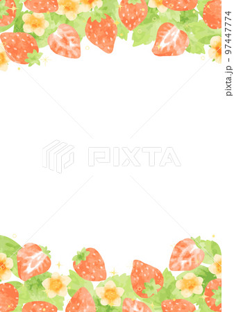 明るい手描きのイチゴのフレーム素材 明るい手描きのイチゴのフレーム素材 97447774