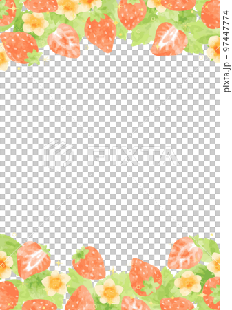 明るい手描きのイチゴのフレーム素材 明るい手描きのイチゴのフレーム素材 97447774