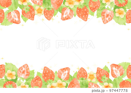 優しい手描きの苺のフレームイラスト 97447778
