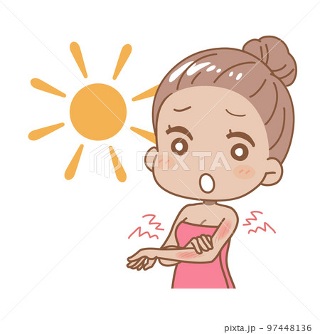 日焼けをした女性の斜めイラスト 上半身 日焼けをした女性の斜めイラスト 上半身 97448136