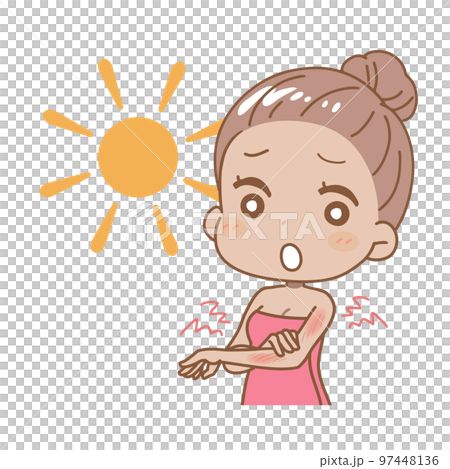 日焼けをした女性の斜めイラスト 上半身 日焼けをした女性の斜めイラスト 上半身 97448136