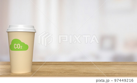 The icon co2 on coffee cup for eco or environment concept 3d rendering 97449216