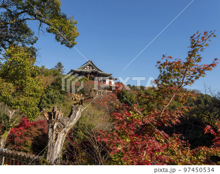 秋晴れと紅葉の信貴山朝護孫子寺 97450534
