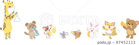 動物たちの音楽会_一列並び 動物たちの音楽会_一列並び 97452113