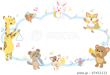 動物たちの音楽会_タイトル用吹き出し_水色 動物たちの音楽会_タイトル用吹き出し_水色 97452115