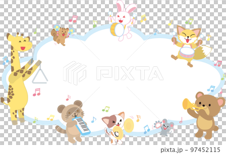 Animals' concert _ Speech bubble for title _ Light blue 97452115