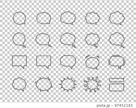 様々な吹き出しセット（線画） 97452183