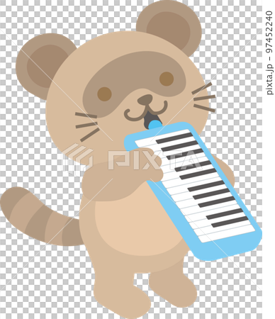 ピアニカを演奏するタヌキ ピアニカを演奏するタヌキ 97452240