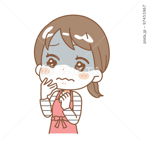 体調不良で顔色が悪い女性のイラスト 97453967