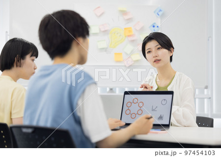 大学生　グループワークに取り組む学生 97454103