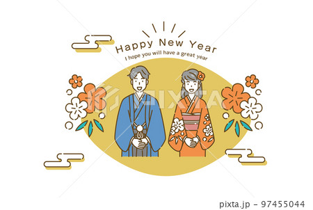 正月　着物　人物 97455044