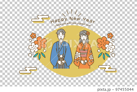 正月　着物　人物 97455044