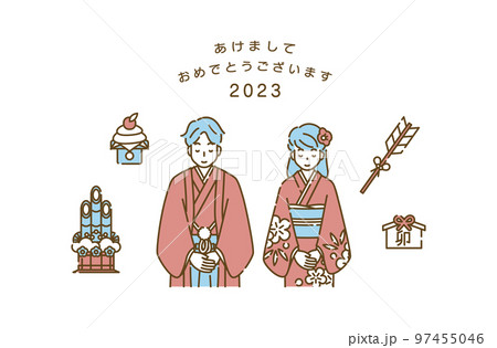 正月　着物　人物 97455046