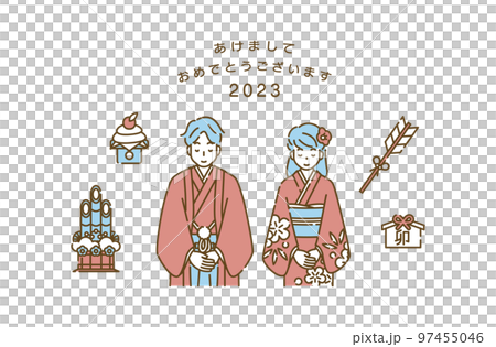 正月　着物　人物 97455046