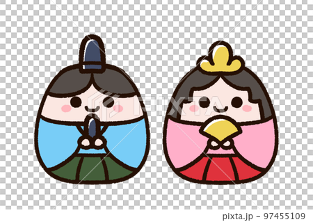 かわいいひな人形、お雛様とお内裏様 97455109