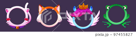 Round game avatars with animal characters design Round game avatars with animal characters design 97455827