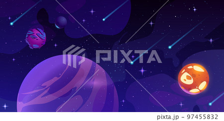 Outer space background with planets and stars 97455832