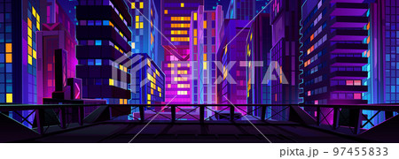 Modern night city view from top of roof 97455833