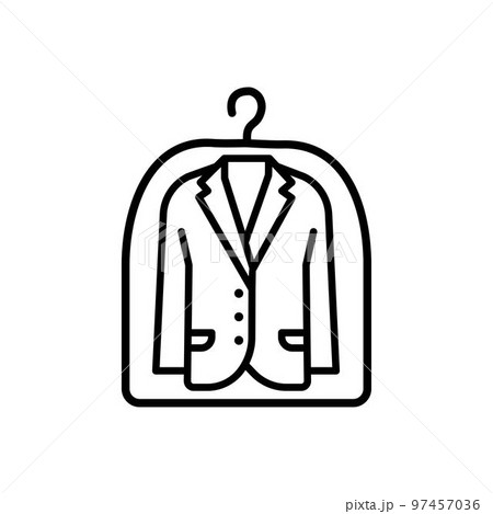 Cover for clothes thin line icon, laundry and protection, dry cleaning sign, vector graphics, a linear pattern on a white background. Cover for clothes thin line icon, laundry and protection, dry cleaning sign, vector graphics, a linear pattern on a white background. 97457036