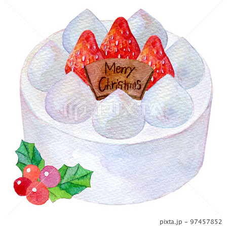 クリスマスケーキ　ワンホール　水彩イラスト 97457852