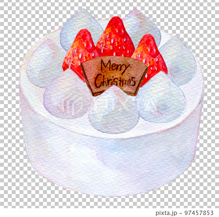 クリスマスケーキ ワンホール 水彩イラスト クリスマスケーキ ワンホール 水彩イラスト 97457853