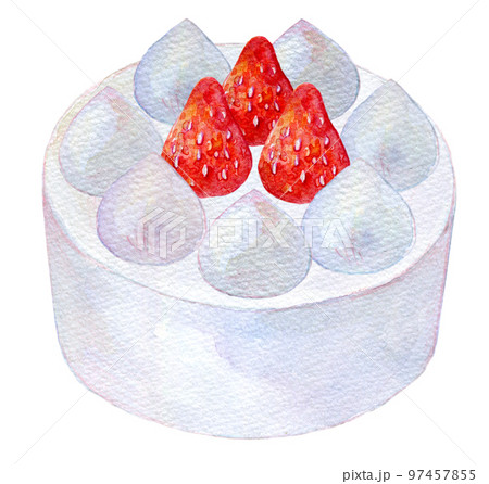 クリスマスケーキ ワンホール 水彩イラスト クリスマスケーキ ワンホール 水彩イラスト 97457855