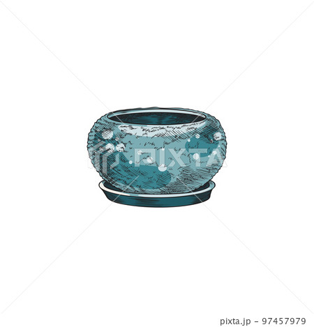 Flowerpot for house plants with saucer sketch vector illustration isolated. 97457979