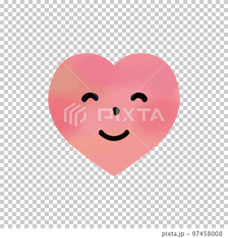 にっこり笑顔のハートイラスト　水彩 97458008