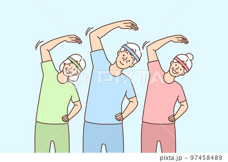 Elderly people do gymnastics together Elderly people do gymnastics together 97458489