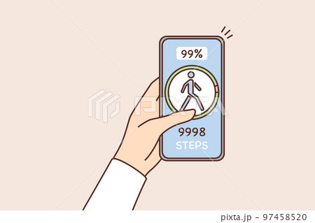 Person track steps on mobile app  97458520