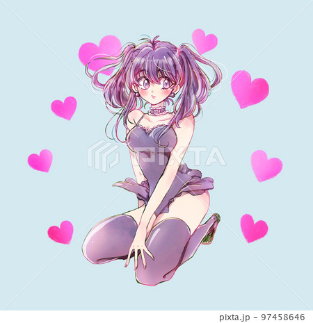 小悪魔風の女性　ハート 97458646