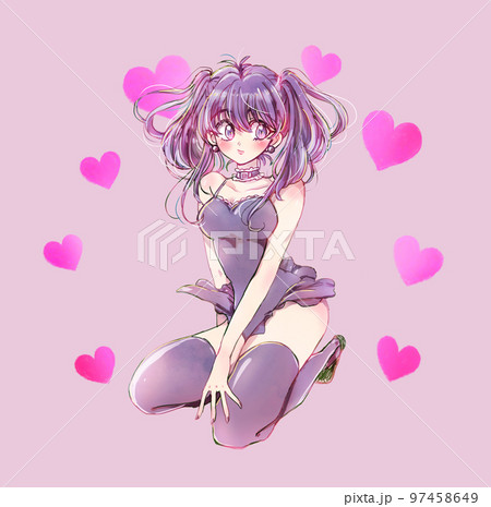 小悪魔風の女性　ハート 97458649