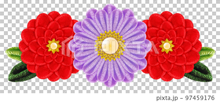 Decorative graphic of flowers made with Tsumami-zaiku Decorative graphic of flowers made with Tsumami-zaiku 97459176