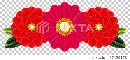 Decorative graphic of flowers made with Tsumami-zaiku Decorative graphic of flowers made with Tsumami-zaiku 97459178