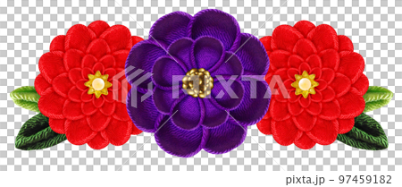 Decorative graphic of flowers made with Tsumami-zaiku Decorative graphic of flowers made with Tsumami-zaiku 97459182