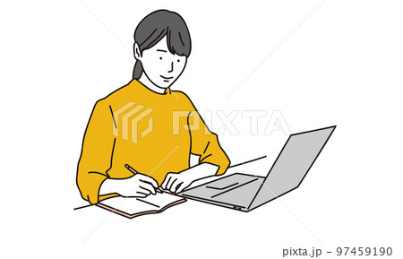 パソコンで調べ物をするアジア人女性 97459190