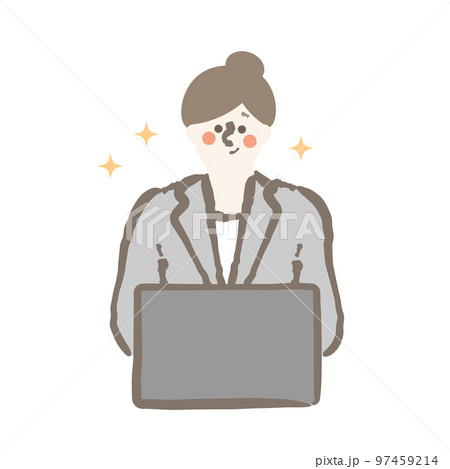 ビジネス　パソコン　女性　イラスト 97459214